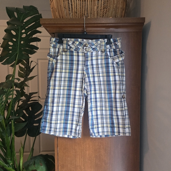 Jolt Pants - Jolt Blue Plaid Women Shorts Bermudas
